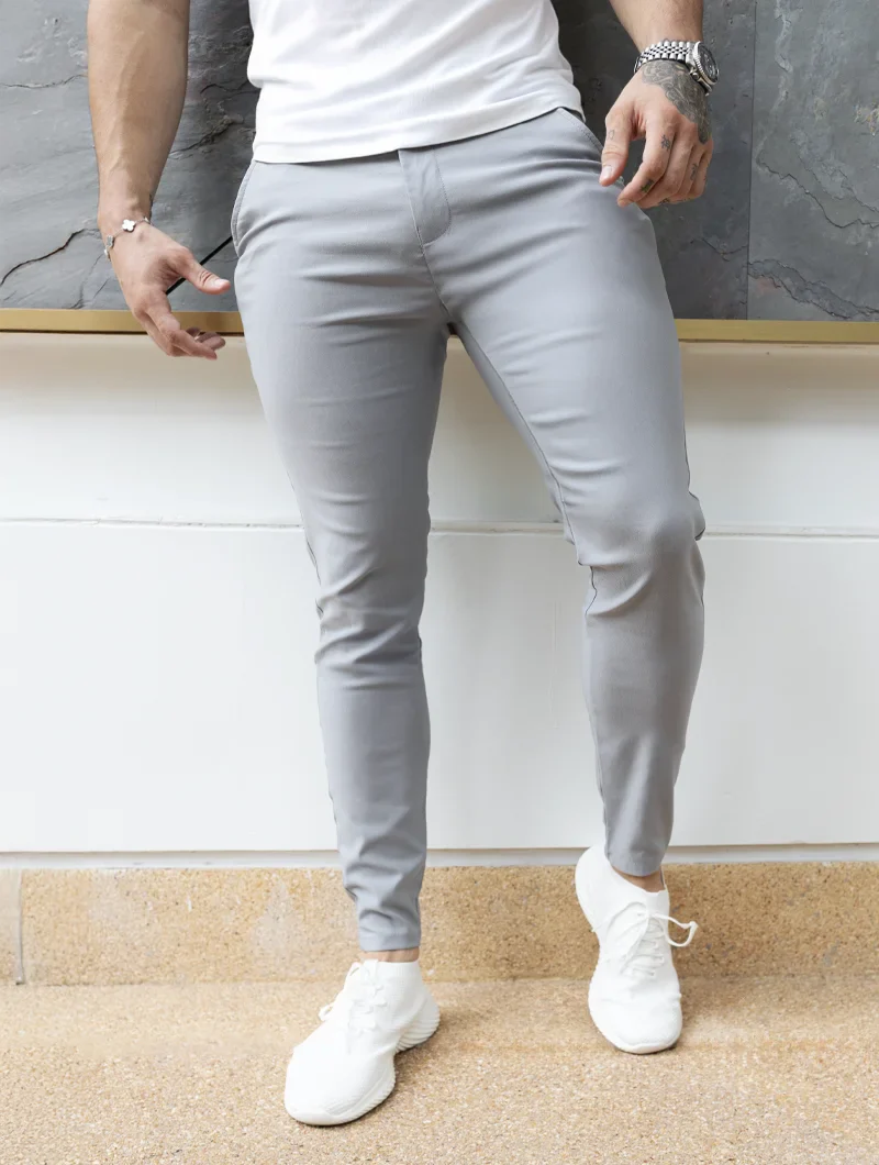 Felix Slim Fit Stretch Broek Heren - Lichtgrijs