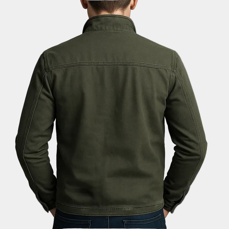 Espen vintage stijl jack liggend op een plat oppervlak, toont de kleur en het algemene ontwerp.
