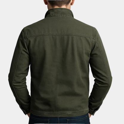 Espen vintage stijl jack liggend op een plat oppervlak, toont de kleur en het algemene ontwerp.