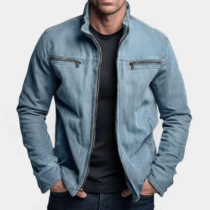 Detail van de zakken op het Espen vintage jack, met de subtiele stiksels en afwerking.