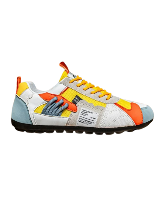 Zijaanzicht van de Florian trendy herenschoenen in een heldere kleur op een effen achtergrond.