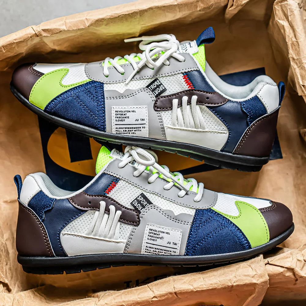 Close-up van de duurzame rubberen zool van de Florian trendy schoenen met antislipstructuur.