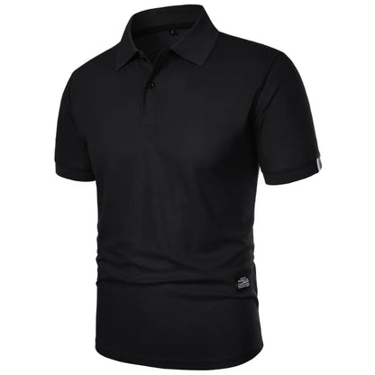 Gedetailleerde weergave van de stof van het Floris poloshirt, toont de ademende en zachte textuur.