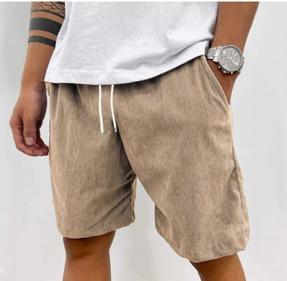 Gideon comfortabele shorts voor heren in khaki kleur, vooraanzicht