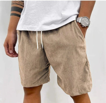 Gideon comfortabele shorts voor heren in khaki kleur, vooraanzicht