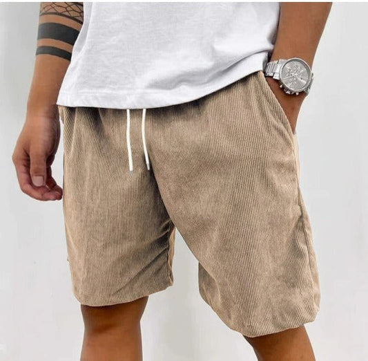 Gideon comfortabele shorts voor heren in khaki kleur, vooraanzicht
