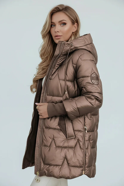 Alina | Lange Gewatteerde Winterjas