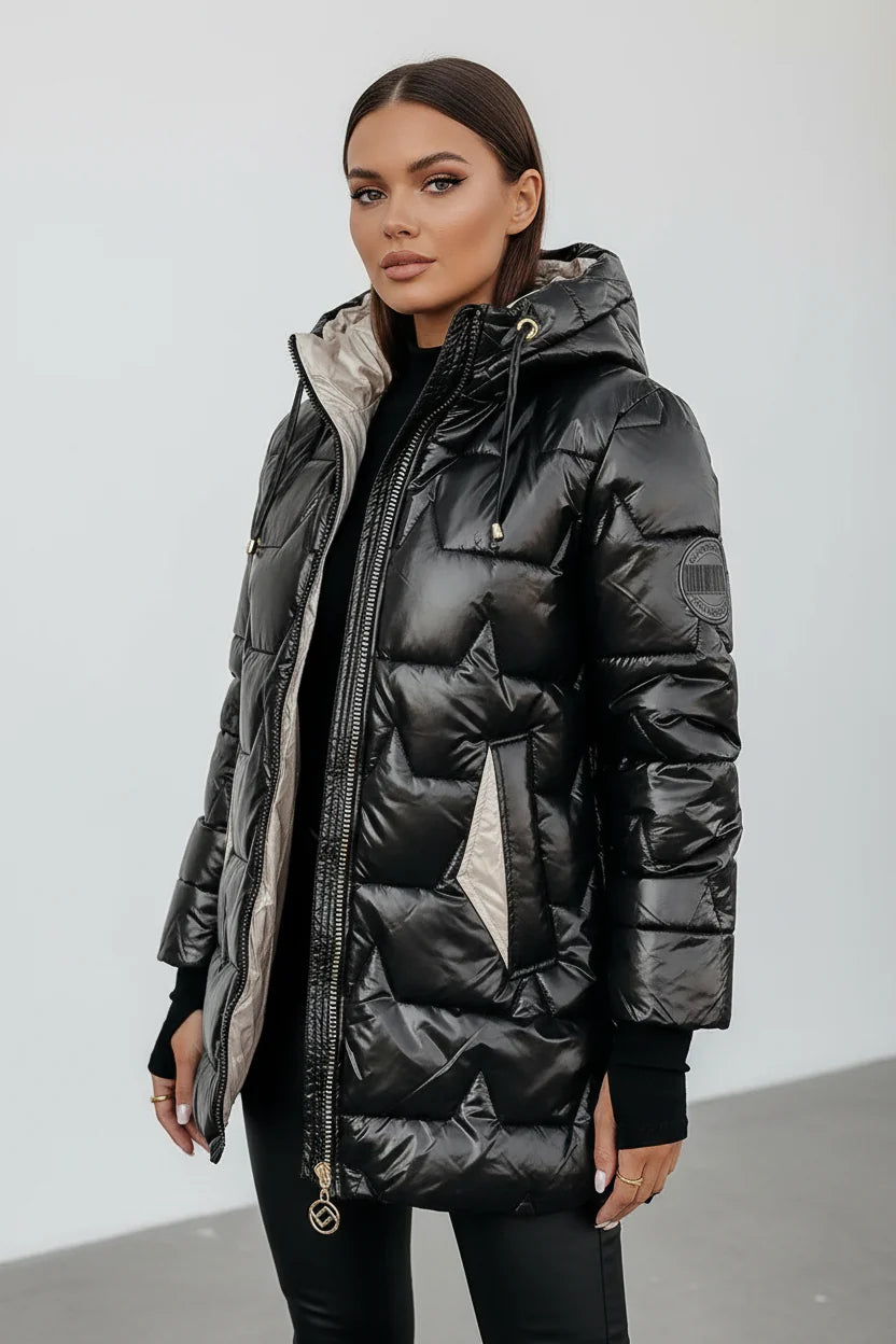 Alina | Lange Gewatteerde Winterjas