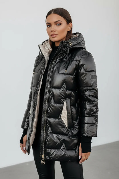 Alina | Lange Gewatteerde Winterjas