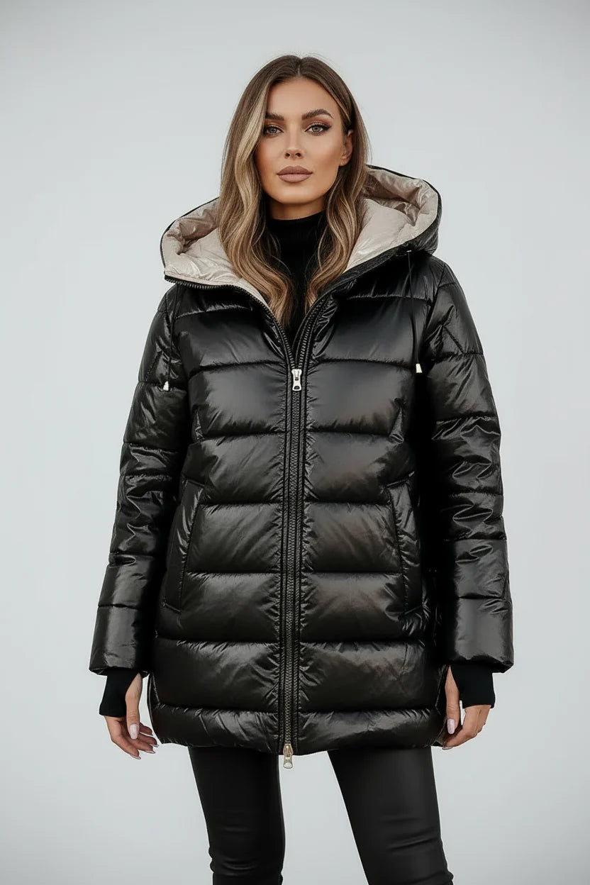 Alina | Lange Gewatteerde Winterjas