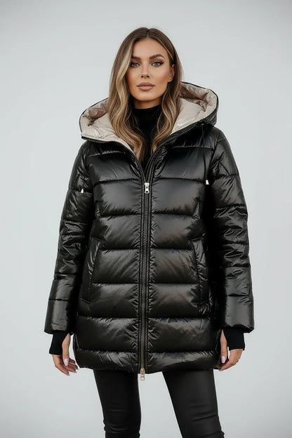 Alina | Lange Gewatteerde Winterjas