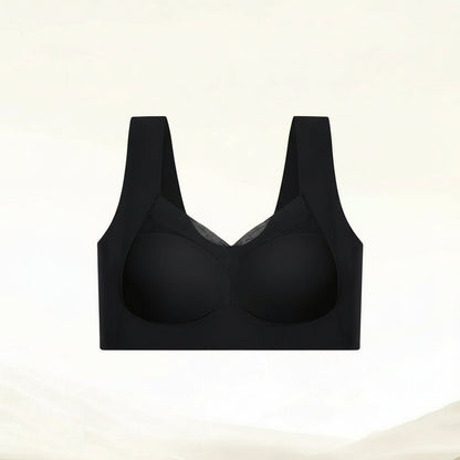 Zwarte ademende draadloze push-up bh zonder beugel met comfortabele pasvorm