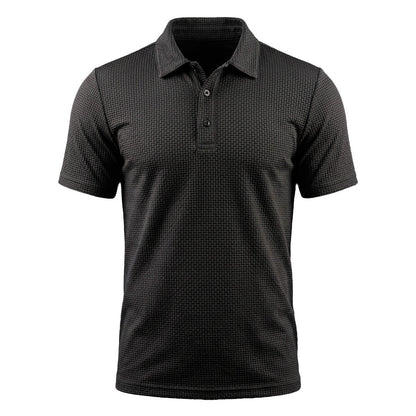 Jorin herenpoloshirt in Espresso Zwart, vooraanzicht, gedragen door een man