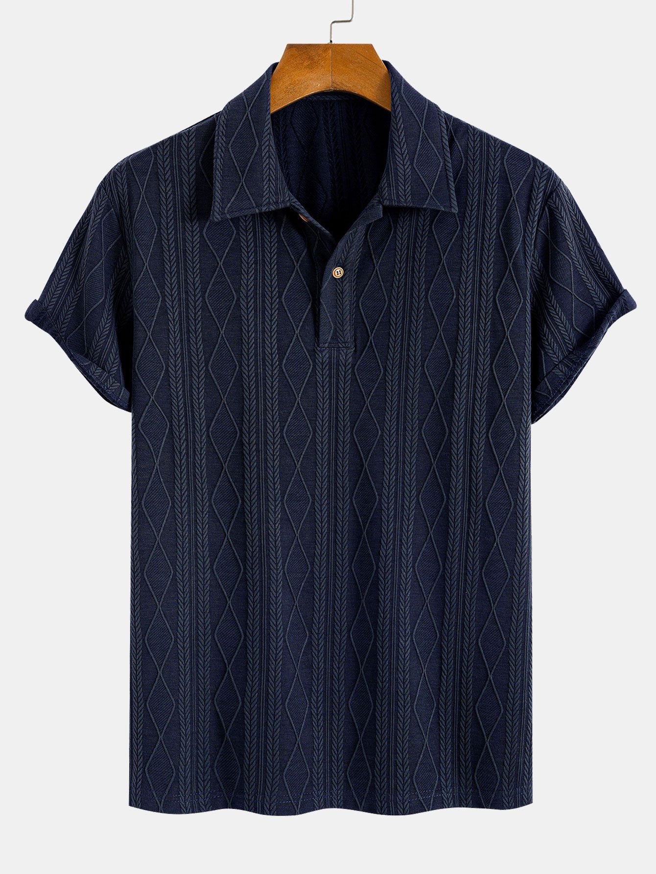 Gebreide Geometrische Ruit Jacquard Polo