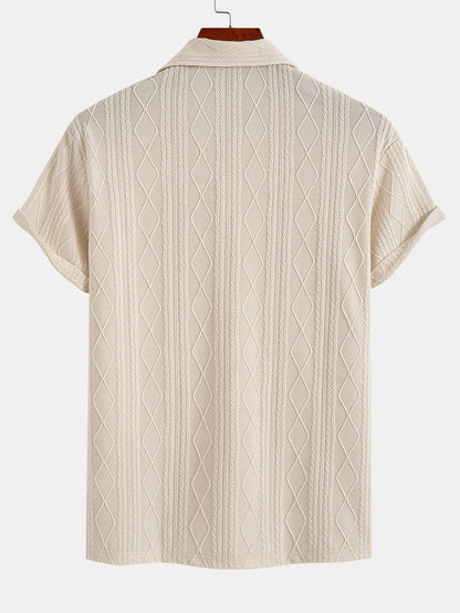 Gebreide Geometrische Ruit Jacquard Polo