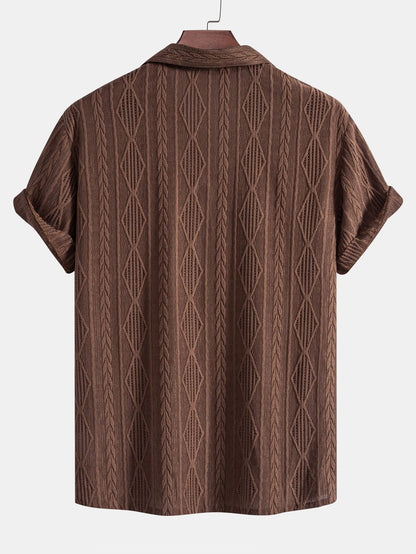 Geometrisch Jacquard Cubaanse Shirt & Rechte Linnen Broek
