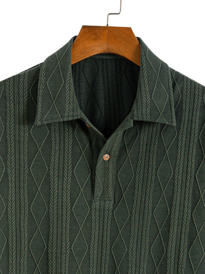 Gebreide Geometrische Ruit Jacquard Polo