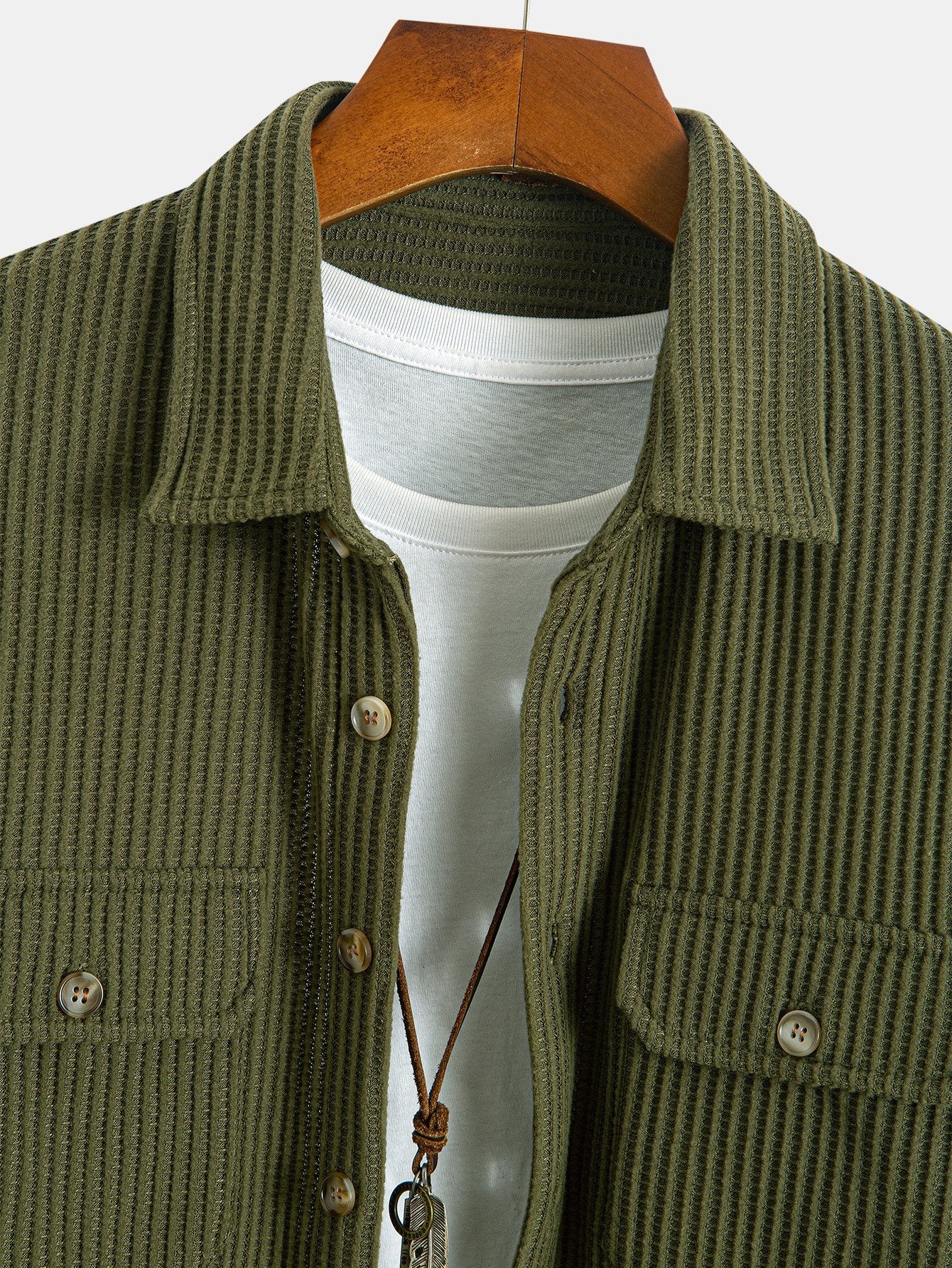Dubbele Pocket Waffle Knopshirt