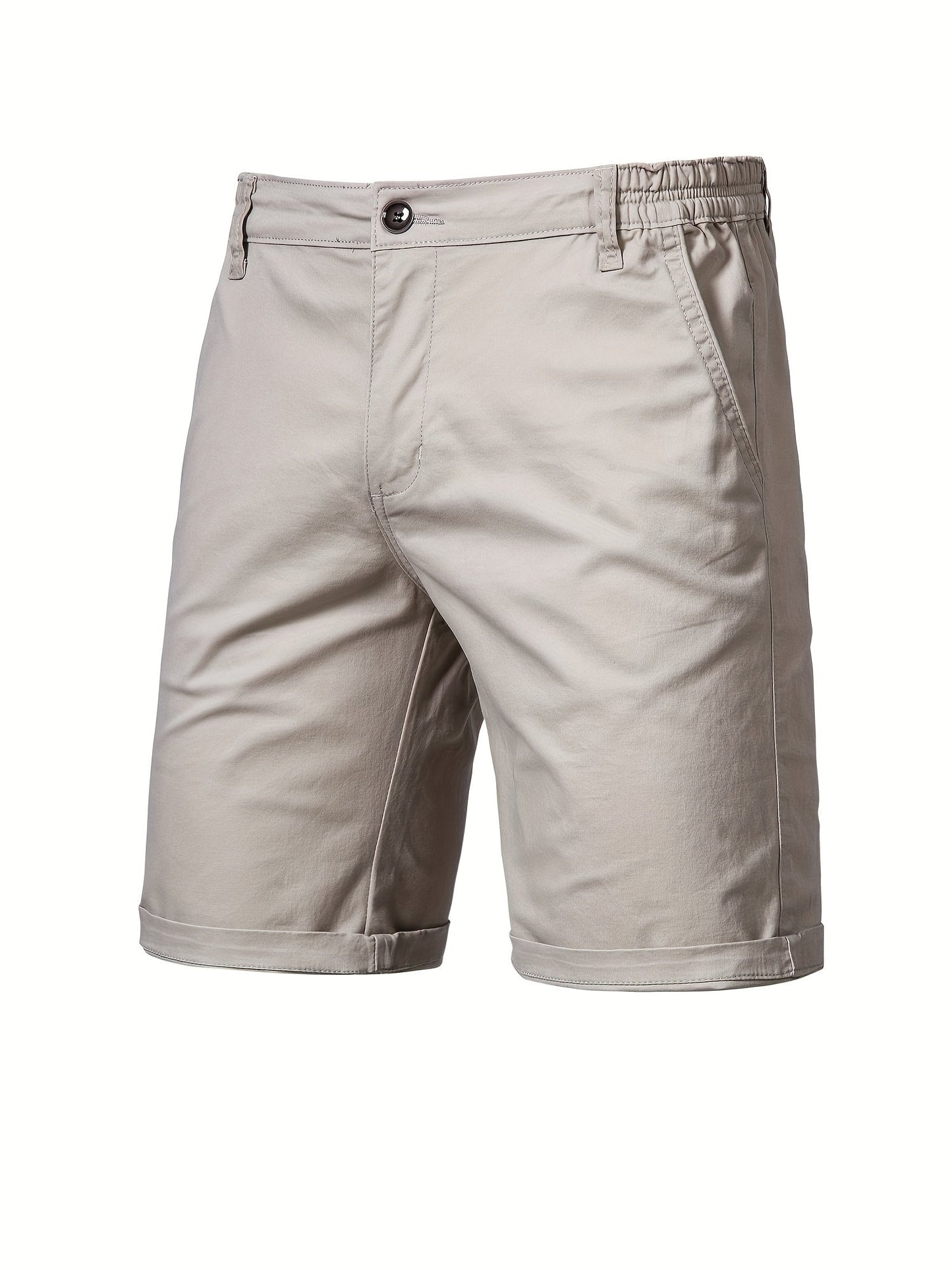 Marineblauwe katoenen shorts, zittend op een bankje, voor een ontspannen uitstraling.