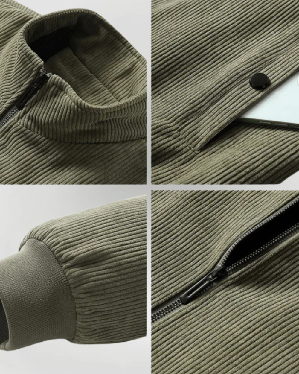 Model toont de veelzijdigheid van de gewatteerde jas, gecombineerd met casual kleding voor een complete winterlook.