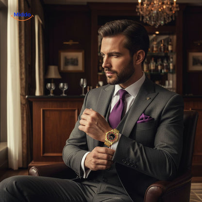 Roulettix™ Luxe Herenhorloge - Waterdicht, Lichtgevende Wijzers & Chronograaf