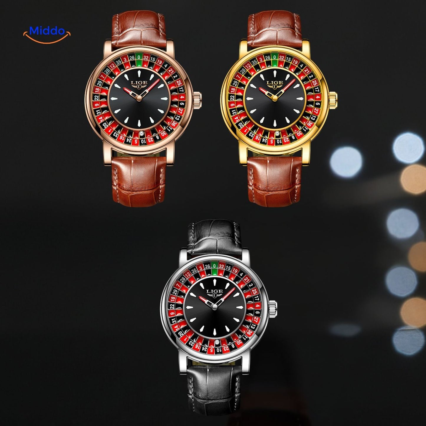 Roulettix™ Luxe Herenhorloge - Waterdicht, Lichtgevende Wijzers & Chronograaf