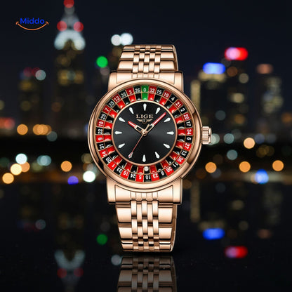 Roulettix™ Luxe Herenhorloge - Waterdicht, Lichtgevende Wijzers & Chronograaf