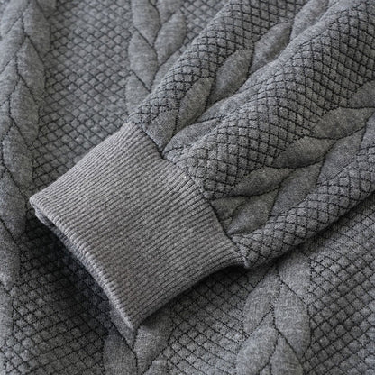 Klassieke Herentrui met Half-Zip Rits - Gebreide Trui met Kabelpatroon