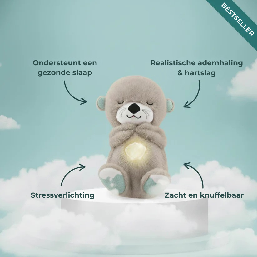 Zachte pluche slaapknuffel Dromerige Otter met rustgevende ademhaling beweging, hartslag geluiden en nachtlampje