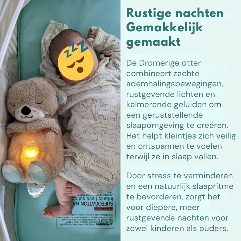 Zachte pluche slaapknuffel Dromerige Otter met rustgevende ademhaling beweging, hartslag geluiden en nachtlampje