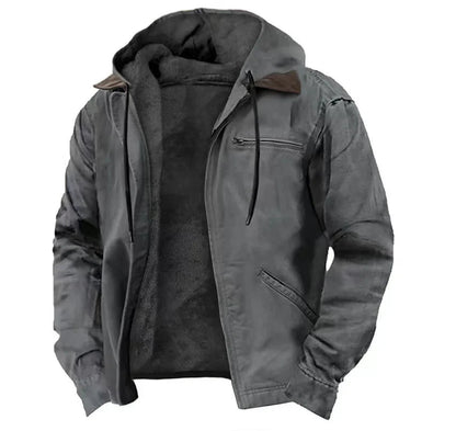 Zeno fleece jas voor heren, close-up van de kraag en de stofstructuur, benadrukt de kwaliteit.